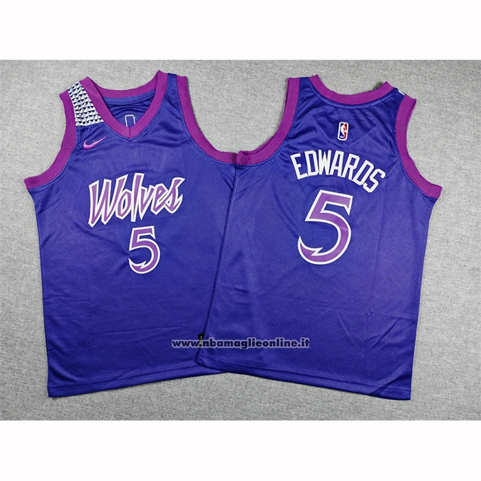 Maglia Bambino Minnesota Timberwolves Anthony Edwards No 5 Citta 2025-26 Nero